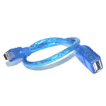 ミニ5ピンUSBからUSB 2.0 AF OTGアダプターケーブル、長さ：22cm（ブルー）、22cm