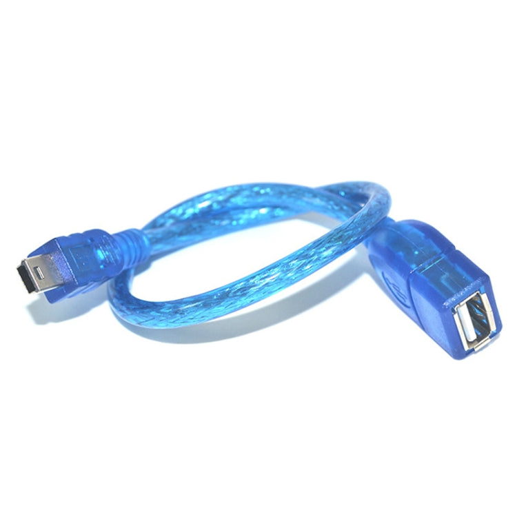 ミニ5ピンUSBからUSB 2.0 AF OTGアダプターケーブル、長さ：22cm（ブルー）、22cm