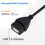 ミニ5ピンUSBからUSB 2.0 AF OTGアダプターケーブル、ミニUSB、12cm（ブラック）