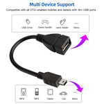ミニ5ピンUSBからUSB 2.0 AF OTGアダプターケーブル、ミニUSB、12cm（ブラック）