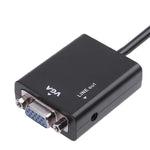 26cm HDMIからVGA＋オーディオ出力ビデオ変換ケーブル、3.5mmオーディオケーブル付き、フルHD 1080P対応、長さ：26cm