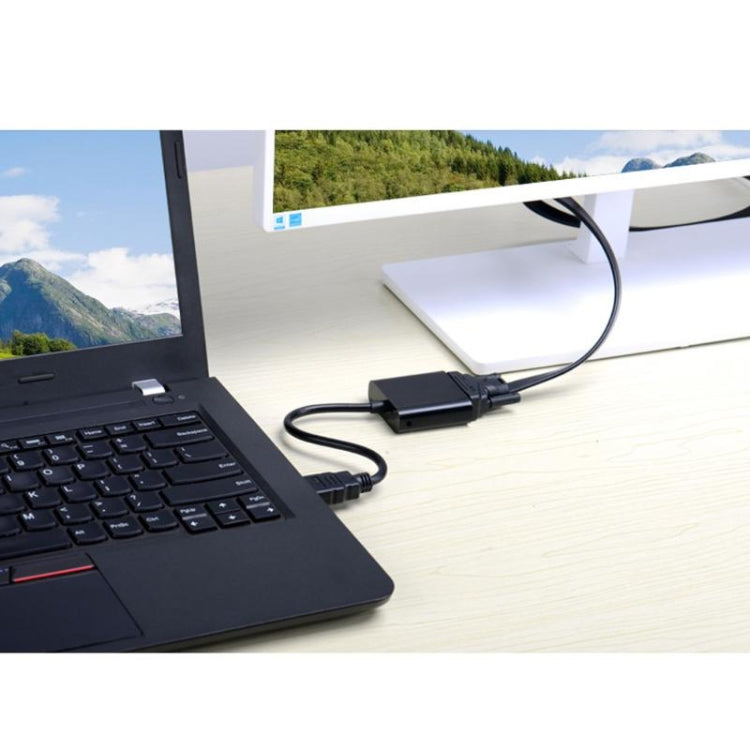 26cm HDMIからVGA＋オーディオ出力ビデオ変換ケーブル、3.5mmオーディオケーブル付き、フルHD 1080P対応、長さ：26cm