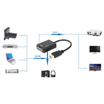 26cm HDMIからVGA＋オーディオ出力ビデオ変換ケーブル、3.5mmオーディオケーブル付き、フルHD 1080P対応、長さ：26cm