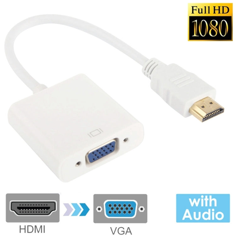 24cm フルHD 1080P HDMIからVGA＋オーディオ出力ケーブル コンピューター/DVD/デジタルセットトップボックス/ノートパソコン/携帯電話/メディアプレーヤー用、長さ：24cm、長さ：24cm（ホワイト）