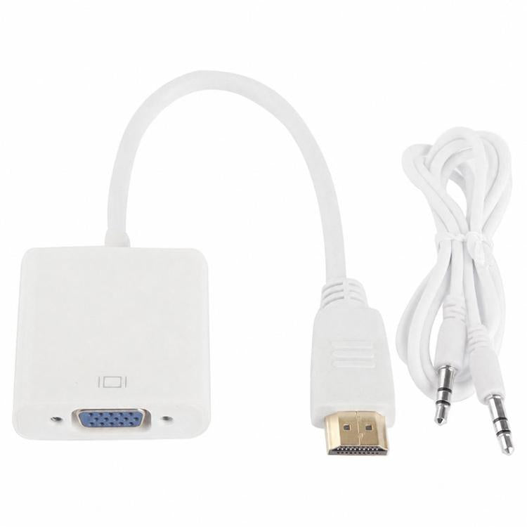 24cm フルHD 1080P HDMIからVGA＋オーディオ出力ケーブル コンピューター/DVD/デジタルセットトップボックス/ノートパソコン/携帯電話/メディアプレーヤー用、長さ：24cm、長さ：24cm（ホワイト）