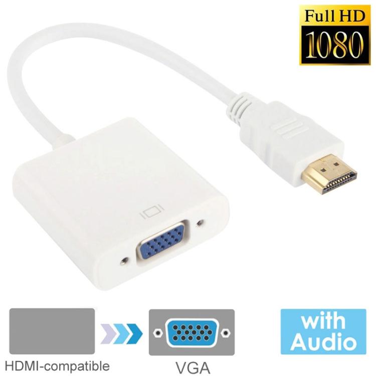 24cm フルHD 1080P HDMIからVGA＋オーディオ出力ケーブル コンピューター/DVD/デジタルセットトップボックス/ノートパソコン/携帯電話/メディアプレーヤー用、長さ：24cm、長さ：24cm（ホワイト）