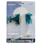 USBからRS232 9ピンオスケーブル＆RS232 9ピンメスからRS232 25ピンオスアダプター シングルチップ付き、USBからRS232 シングルチップ付き