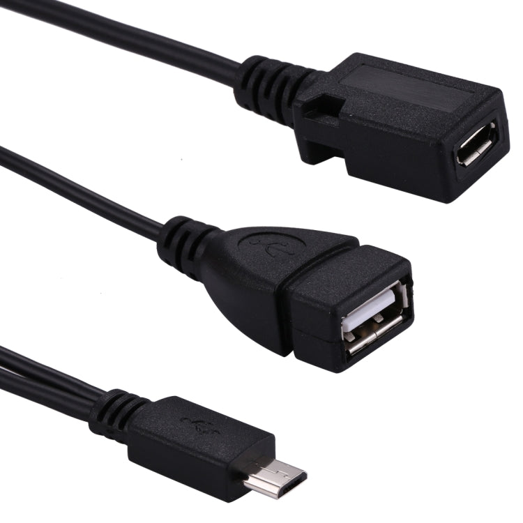 USB 2.0 Micro-B オス to USB 2.0 Micro-B メス & USB 2.0 メス Yスプリッター OTGケーブル、長さ：19 / 30cm