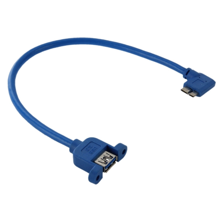 90度左折 USB 3.0 Micro-B オスから USB 3.0 メス OTG ケーブル タブレット／ポータブルハードドライブ用、長さ：30cm、Micro BM から AF、長さ：30cm