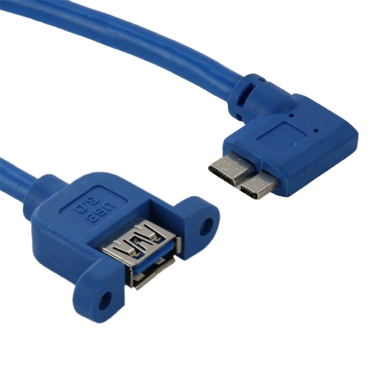 90度左折 USB 3.0 Micro-B オスから USB 3.0 メス OTG ケーブル タブレット／ポータブルハードドライブ用、長さ：30cm、Micro BM から AF、長さ：30cm