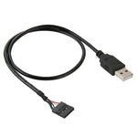 5ピン マザーボード メスヘッダー to USB 2.0 オス アダプターケーブル, 長さ: 50cm, 5ピン マザーボード to USB
