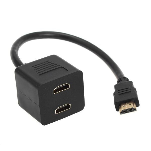 30cm HDMI スプリッターアダプター Y型分配プラグ 2カップリング付き (金メッキ), 1入力2出力 (金メッキ)