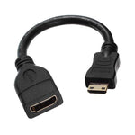 16cm 金メッキ ミニHDMIオス to HDMI 19ピンメス ケーブル、ミニHDMIオス、長さ：16cm