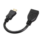 16cm 金メッキ ミニHDMIオス to HDMI 19ピンメス ケーブル、ミニHDMIオス、長さ：16cm