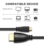 1.5m 金メッキ 3D 1080P マイクロHDMIオス to HDMIオス ケーブル 携帯電話、カメラ、GoPro用、金メッキマイクロHDMI、長さ：1.5m