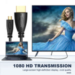 1m 金メッキ 3D 1080P マイクロHDMIオス to HDMIオス ケーブル 携帯電話、カメラ、GoPro用、金メッキマイクロHDMI、長さ：1m