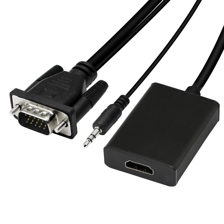 VGA + オーディオ to フルHD 1080P HDMIビデオコンバーターボックスアダプター HDTV用、HDMIメス to VGAオス + オーディオ ブラック