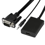 VGA + オーディオ to フルHD 1080P HDMIビデオコンバーターボックスアダプター HDTV用、HDMIメス to VGAオス + オーディオ ブラック