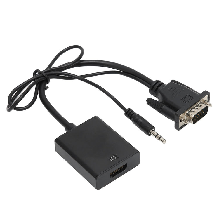 VGA + オーディオ to フルHD 1080P HDMIビデオコンバーターボックスアダプター HDTV用、HDMIメス to VGAオス + オーディオ ブラック