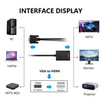 VGA + オーディオ to フルHD 1080P HDMIビデオコンバーターボックスアダプター HDTV用、HDMIメス to VGAオス + オーディオ ブラック