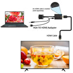 VGA + オーディオ to フルHD 1080P HDMIビデオコンバーターボックスアダプター HDTV用、HDMIメス to VGAオス + オーディオ ブラック