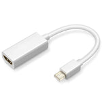 フルHD 1080P ミニディスプレイポートオス to HDMIメスポートケーブルアダプター、長さ：20cm、ミニDP to HDMI ホワイト