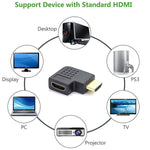 金メッキ HDMI 19ピンオス to HDMI 19ピンメス 90度角度アダプター、HDMIメス to オス