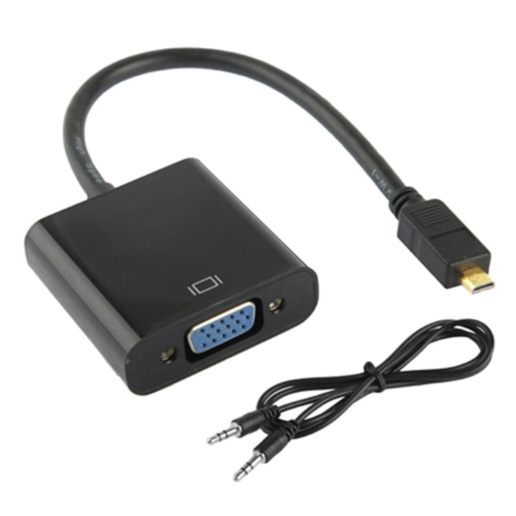 22cm フルHD 1080P マイクロHDMIオスからVGAメスビデオアダプターケーブル オーディオケーブル付き, マイクロHDMI