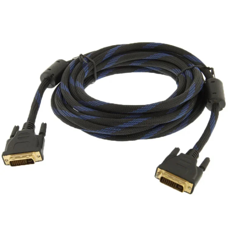 ナイロンネットスタイル DVI-I デュアルリンク 24+5ピン オス to オス M / M ビデオケーブル、長さ: 3m、DVI 24+5 3m