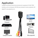 VGAからS-Video AV RCAテレビ変換ケーブルアダプター、2本のオーディオケーブル付き、VGAからS-Video