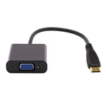22cm フルHD 1080P ミニHDMIオスからVGAメス ビデオアダプターケーブル オーディオケーブル付き、ミニHDMI