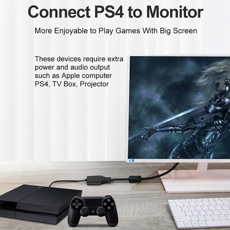 22cm フルHD 1080P ミニHDMIオスからVGAメス ビデオアダプターケーブル オーディオケーブル付き、ミニHDMI