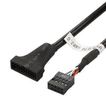 USB 2.0 9ピン マザーボードメスからUSB 3.0 19ピンハウジングオスアダプターケーブル、長さ：15cm、9ピンメスから19ピンオス