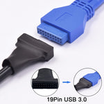 USB 2.0 9ピン マザーボードメスからUSB 3.0 19ピンハウジングオスアダプターケーブル、長さ：15cm、9ピンメスから19ピンオス