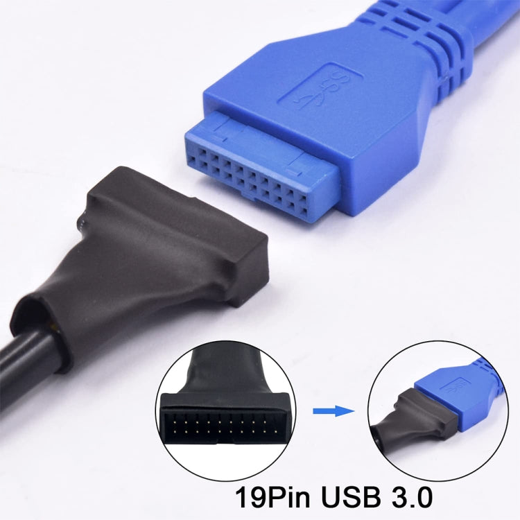 USB 2.0 9ピン マザーボードメスからUSB 3.0 19ピンハウジングオスアダプターケーブル、長さ：15cm、9ピンメスから19ピンオス