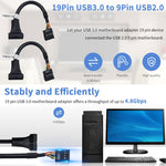 USB 2.0 9ピン マザーボードメスからUSB 3.0 19ピンハウジングオスアダプターケーブル、長さ：15cm、9ピンメスから19ピンオス