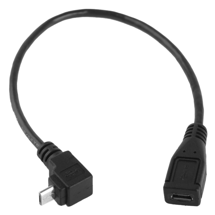 90度 Micro USB オス to Micro USB メス アダプターケーブル、長さ：25cm