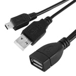 ミニUSBオス＋USB 2.0 AMからAFケーブル OTG機能付き、長さ：30cm／35cm、ミニUSB＋USB AM、30cm