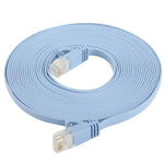 5m超薄型フラットイーサネットネットワークLANケーブル、CAT6、長さ：5m（ベビーブルー）