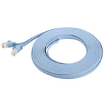 15m超薄型フラットイーサネットネットワークLANケーブル、CAT6、長さ：15m（ベビーブルー）