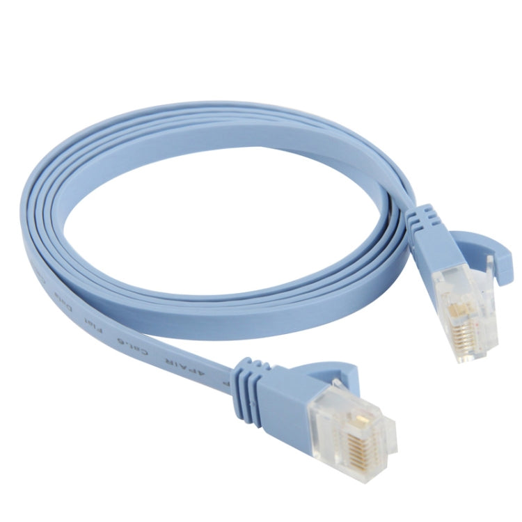 1m超薄型フラットイーサネットネットワークLANケーブル、CAT6、長さ：1m（ベビーブルー）