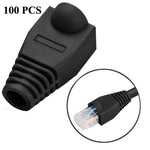 RJ45用ネットワークケーブルブーツキャップカバー、ブラック（1パッケージ100個入り、価格は100個分）、100個ブラック、100個レッド、100個ブルー、100個ホワイト、100個グリーン、100個グレー、100個イエロー