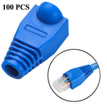 RJ45用ネットワークケーブルブーツキャップカバー、ブラック（1パッケージ100個入り、価格は100個分）、100個ブラック、100個レッド、100個ブルー、100個ホワイト、100個グリーン、100個グレー、100個イエロー