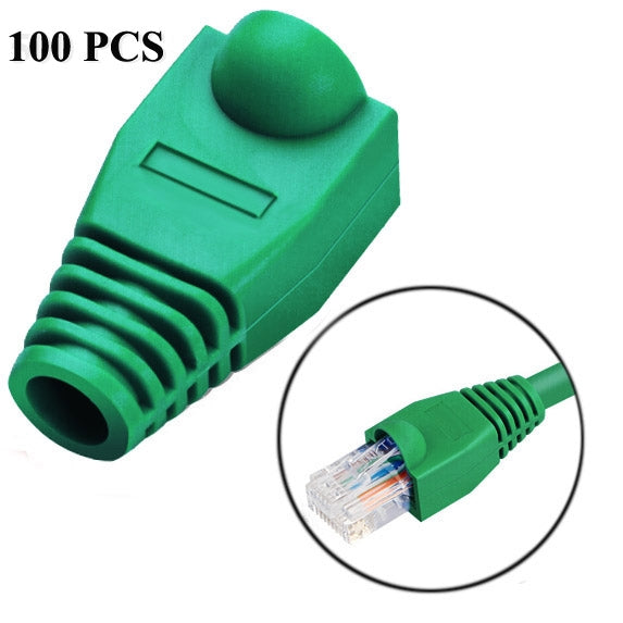 RJ45用ネットワークケーブルブーツキャップカバー、ブラック（1パッケージ100個入り、価格は100個分）、100個ブラック、100個レッド、100個ブルー、100個ホワイト、100個グリーン、100個グレー、100個イエロー