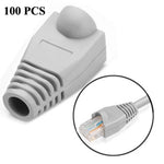 RJ45用ネットワークケーブルブーツキャップカバー、ブラック（1パッケージ100個入り、価格は100個分）、100個ブラック、100個レッド、100個ブルー、100個ホワイト、100個グリーン、100個グレー、100個イエロー