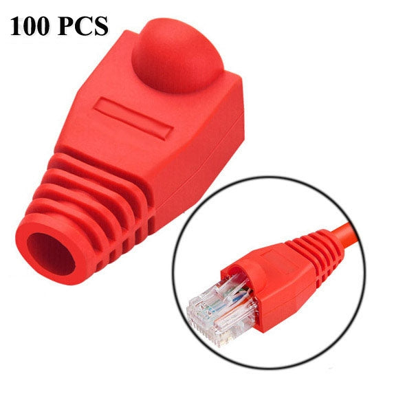 RJ45用ネットワークケーブルブーツキャップカバー、ブラック（1パッケージ100個入り、価格は100個分）、100個ブラック、100個レッド、100個ブルー、100個ホワイト、100個グリーン、100個グレー、100個イエロー