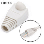 RJ45用ネットワークケーブルブーツキャップカバー、ブラック（1パッケージ100個入り、価格は100個分）、100個ブラック、100個レッド、100個ブルー、100個ホワイト、100個グリーン、100個グレー、100個イエロー
