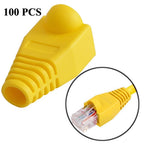 RJ45用ネットワークケーブルブーツキャップカバー、ブラック（1パッケージ100個入り、価格は100個分）、100個ブラック、100個レッド、100個ブルー、100個ホワイト、100個グリーン、100個グレー、100個イエロー