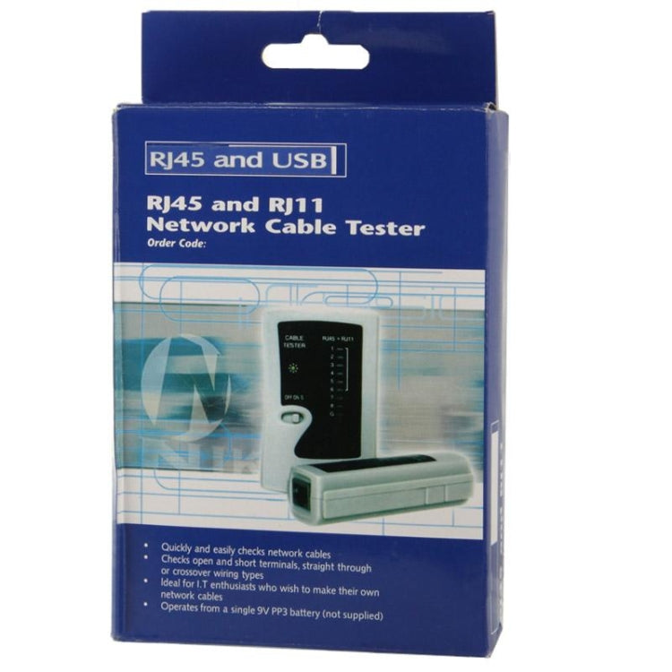 RJ45およびRJ11ネットワークケーブルテスター、RJ45／RJ11ブラック