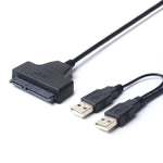 ダブルUSB 2.0 to SATA ハードドライブアダプターケーブル 2.5インチ SATA HDD / SSD用、ダブルUSB 2.0 to SATA